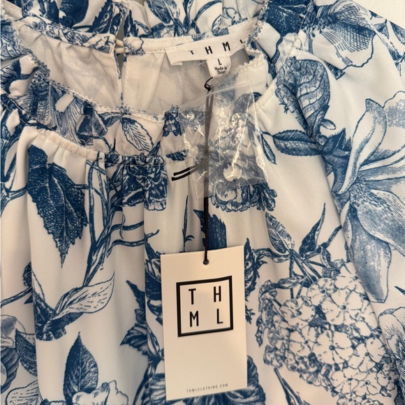 THML Blue and White Floral Dress - Picture 3 of 8